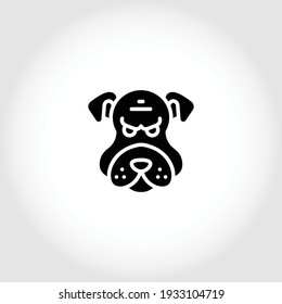 Dog head solid icon, dog face sign on white background, dog head silhouette icon in glyph style, Vector graphics.