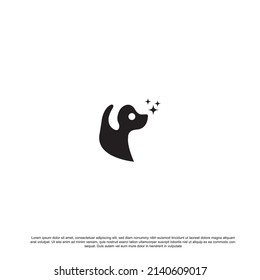 Dog head with star icon. Flat style. Cartoon dog face. Vector illustration isolated on white.