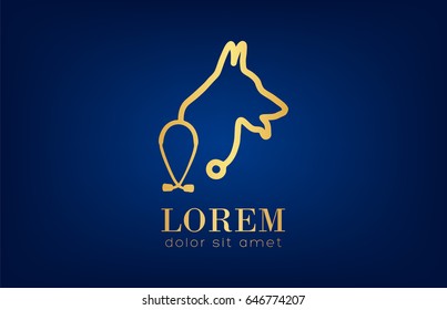 Dog head with stethoscope. Logo of the veterinary clinic.