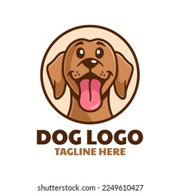 Dog Head Sticking Tongue Out Logo Design