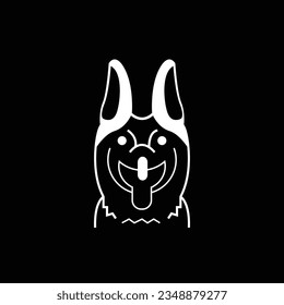 Dog head symbol. Animation of a canine face. Vector representation separated on white. Outline basic. Creature Logotype idea. Logo, symbol plan format.