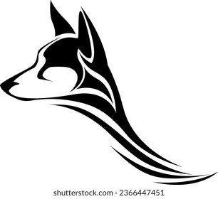 Dog head tattoo, tattoo illustration, vector on a white background.