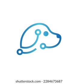 Dog head technology line simple logo