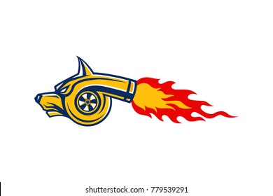 Dog Head Turbo fire vector