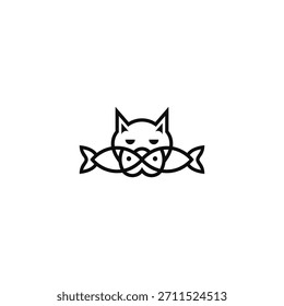 Cabeza de perro y diseño de logotipo de dos peces.