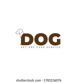 Dog Head with typhography letter D for pet shop logo