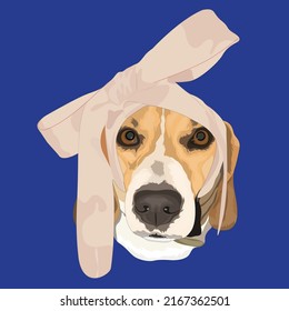 Dog Head Vector Design With Cobalt Color Background