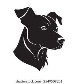 Dog head vector icon silhouette with white background.