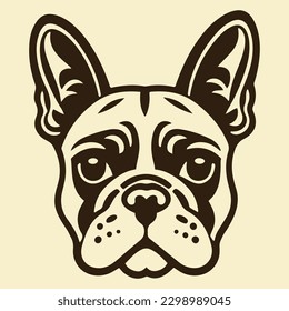 Dog head Vector illustration. French Bulldog Vintage Logo