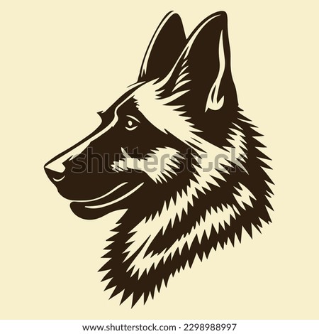 Dog head Vector illustration. German Shepherd Vintage Logo