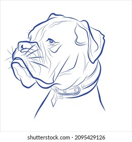 Dog head vector illustration, Line drawing of a bulldog, Graphic design of a domestic animal