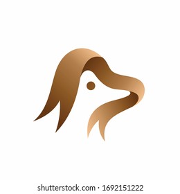 dog head vector, ribbon vector logo