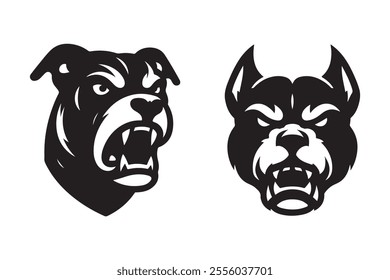 Dog head vector silhouette art illustration bundle set