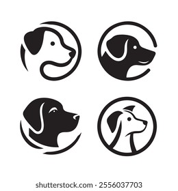 Dog head vector silhouette art illustration bundle set