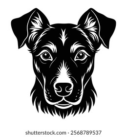 Dog head vector silhouette art illustration