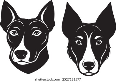 dog head vector silhouette Set Illustration