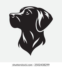 Dog head vector silhouettes illustration design, isolated white background. Logo type, Tee shirt, statue design illustration vector.