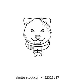 Dog head vector sketch icon isolated on background. Hand drawn Dog head icon. Dog head sketch icon for infographic, website or app.