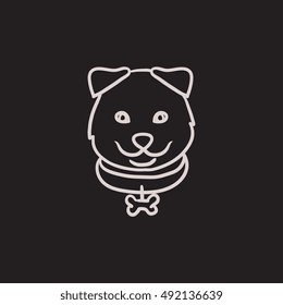 Dog head vector sketch icon isolated on background. Hand drawn Dog head icon. Dog head sketch icon for infographic, website or app.