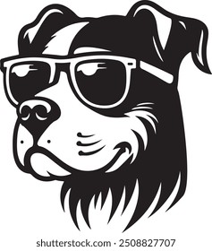 Dog Head  wearing sunglass vector art illustration"