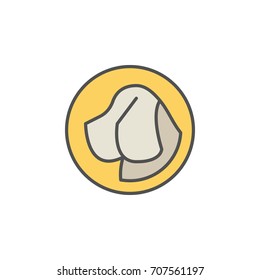 Dog head in yellow circle vector icon or logo element on white background