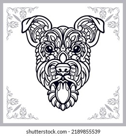 Dog head zentangle arts isolated on white background