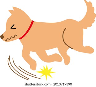 Dog health illness stumbling slip illustration material