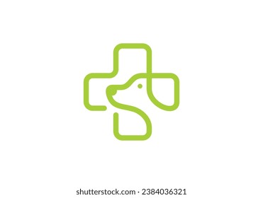 dog and health logo design. pet care concept elements. linear style symbol vector illustration.