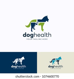 Dog Health Logo Template Design. Creative Vector Emblem, for Icon or Design Concept.