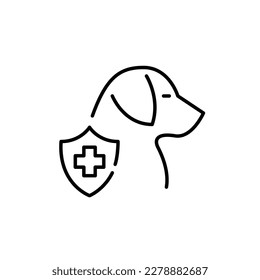 Dog healthcare. Veterinary clinic medical insurance. Pixel perfect, editable stroke icon