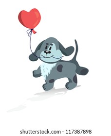 Dog with heart balloon