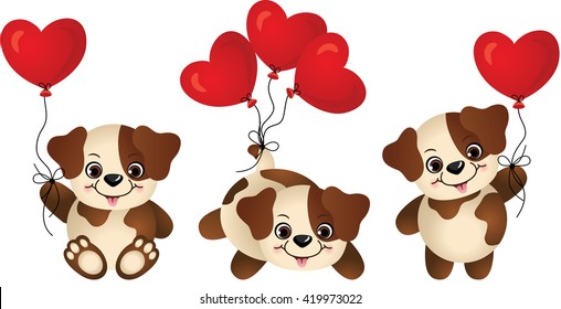 Dog with heart balloon
