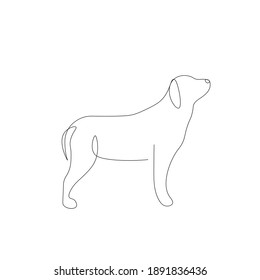 Dog with heart line drawing, valentines day background, vector illustration