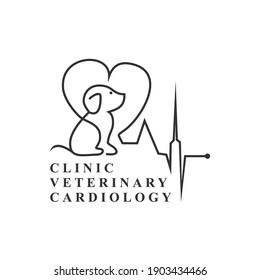 Dog with Heart and Pulse for Clinic Veterinary Cardiology Company Logo Template