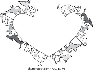 dog with heart shape border