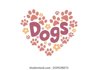 Dog Heart sign, Dog Quote Typography T Shirt Design