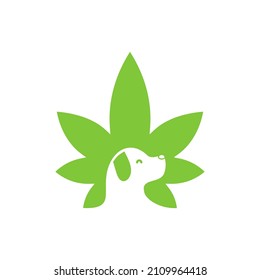 Dog Hemp cannabis Vector Logo design