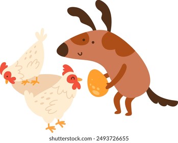 Ilustración vectorial De Perro Y Gallina