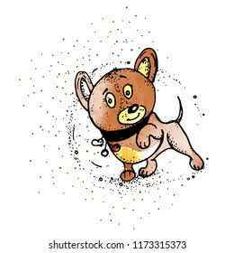 dog hero. Dog in style doodle, Superhero vector cartoon illustration