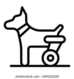 Dog hind legs trolley icon. Outline dog hind legs trolley vector icon for web design isolated on white background