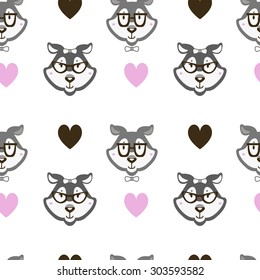 dog hipster pattern