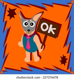 Dog hold ok label vector