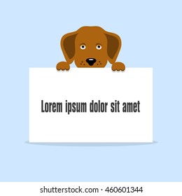 dog holding a banner