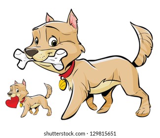 Dog holding a bone an heart