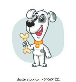 Dog Holding Bone and Smiling