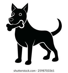 Dog Holding Bone Vector Art