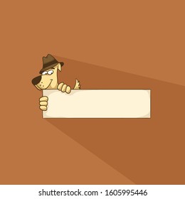 dog holding clear board, you can fill it with any information