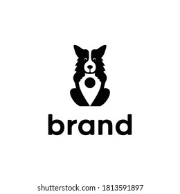 Dog holding a location mark logo template