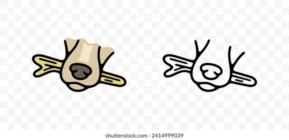 Dog holding a stick in its teeth, graphic design. Animal and pet, toys for dogs, cynology, pet store and feed, vector design and illustration