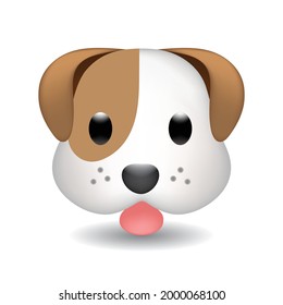 Dog Home Farm Animals Emoji Illustration Face Vector Design Art. Flat vector dog emoji. Dog Face vector flat icon. Isolated Puppy, dog emoji illustration